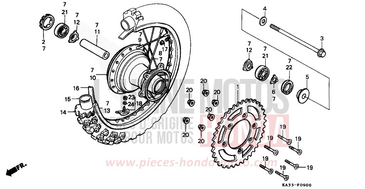 HINTERRAD (1) von CR125R FLASH RED (R119) von 1985
