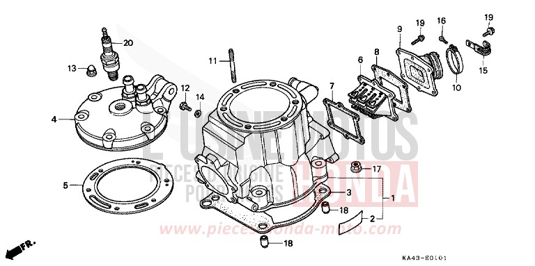 ZYLINDER/ZYLINDERKOPF (2) von CR250R FLASH RED (R119) von 1985