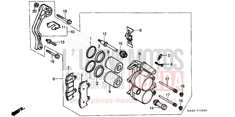 VORDERRAD-BREMSSATTEL (1) von CR250R FLASH RED (R119) von 1986