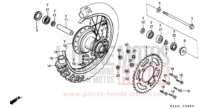 HINTERRAD (1) von CR250R FLASH RED (R119) von 1986