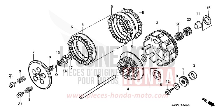 KUPPLUNG von CR125R FIGHTING RED (R134) von 1987