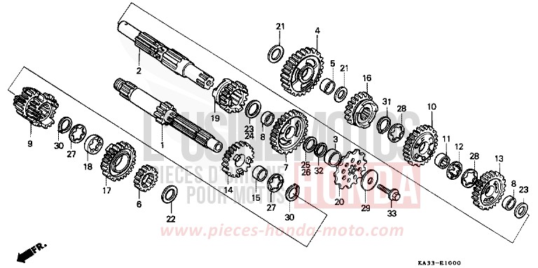 GETRIEBE von CR125R FIGHTING RED (R134) von 1987