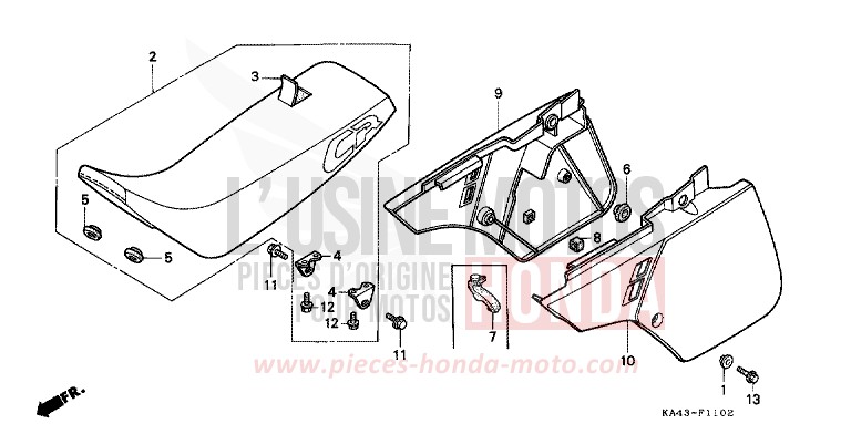 SITZ/SEITENABDECKUNG (3) von CR250R FLASH RED (R119) von 1987