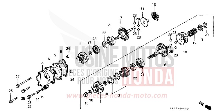 WASSERPUMPE von CR250R FIGHTING RED (R134) von 1988