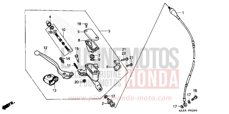 VORDERRADBREMSE HAUPTZYLINDER von CR125R FLASH RED (R119) von 1987