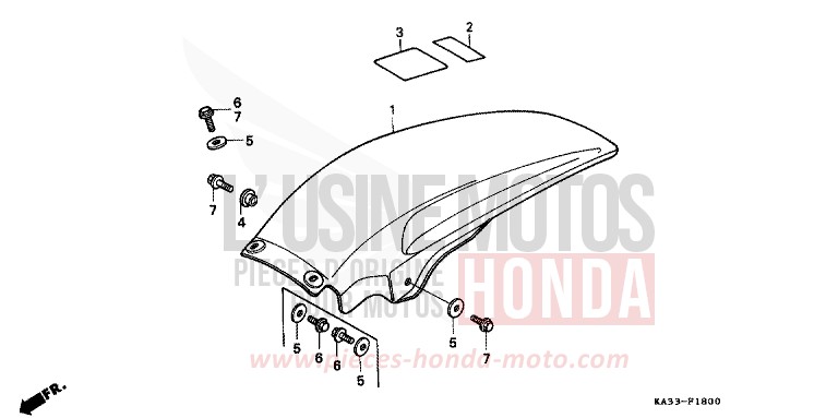 KOTFLUEGEL, HINTEN von CR125R FLASH RED (R119) von 1987