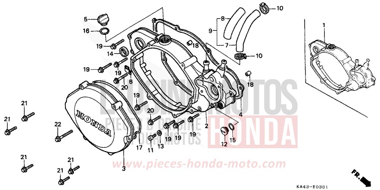 KURBELGEHAEUSEABDECKUNG (2) von CR250R FIGHTING RED (R134) von 1989