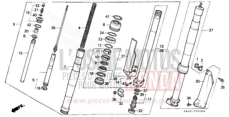GABEL, VORNE (3) von CR250R FIGHTING RED (R134) von 1989