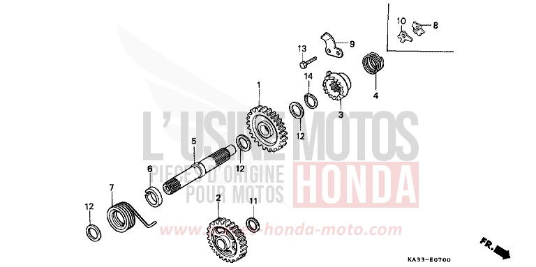 KICKSTARTERSPINDEL von CR125R FLASH RED (R119) von 1988