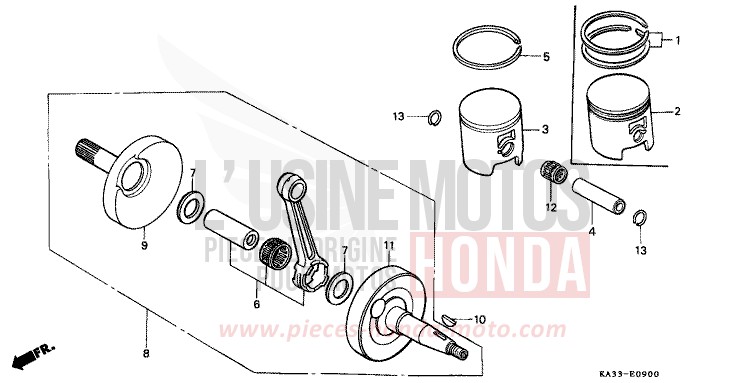 KURBELWELLE/KOLBEN von CR125R FLASH RED (R119) von 1988