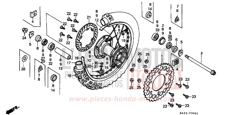 HINTERRAD (2) von CR125R FLASH RED (R119) von 1988