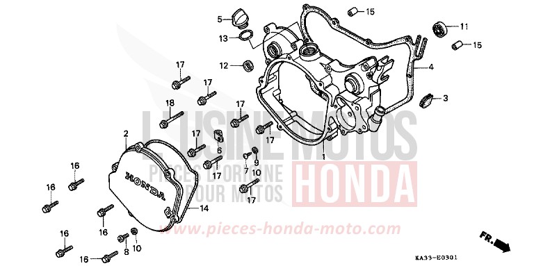 KURBELGEHAEUSEABDECKUNG (2) von CR125R FIGHTING RED (R134) von 1989