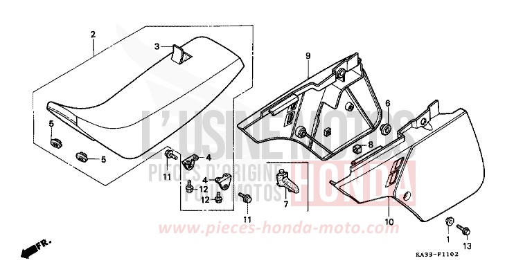 SITZ/SEITENABDECKUNG (3) von CR125R FIGHTING RED (R134) von 1989