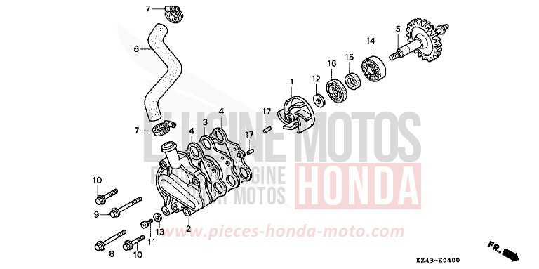 WASSERPUMPE von CR125R NEUCLEAR RED (R177) von 1990