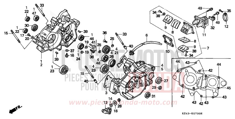 KURBELGEHAEUSE von CR125R NEUCLEAR RED (R177) von 1990