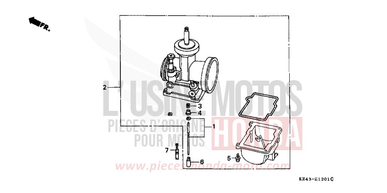 VERGASER ZUSATZBAUTEILE (SATZ) von CR125R NEUCLEAR RED (R177) von 1990