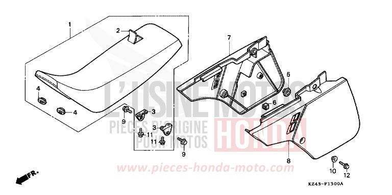 SITZ/SEITENABDECKUNG (CR125RL) von CR125R NEUCLEAR RED (R177) von 1990