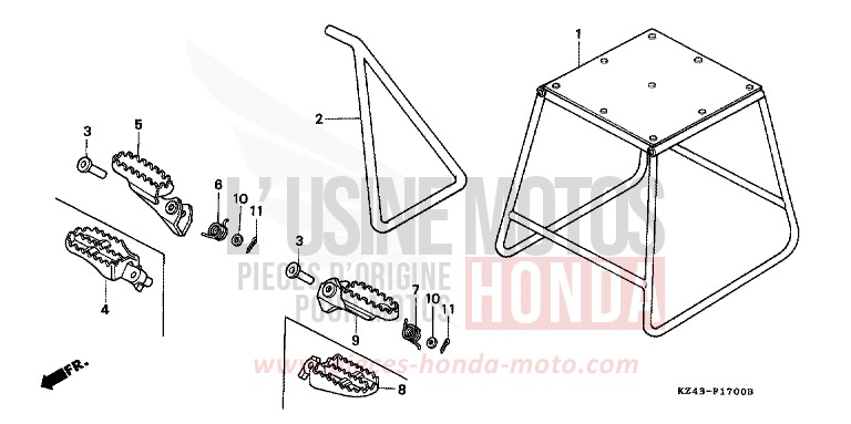 STAENDER/STUFE von CR125R NEUCLEAR RED (R177) von 1990