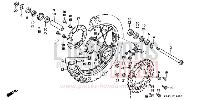 HINTERRAD (1) von CR125R NEUCLEAR RED (R177) von 1991