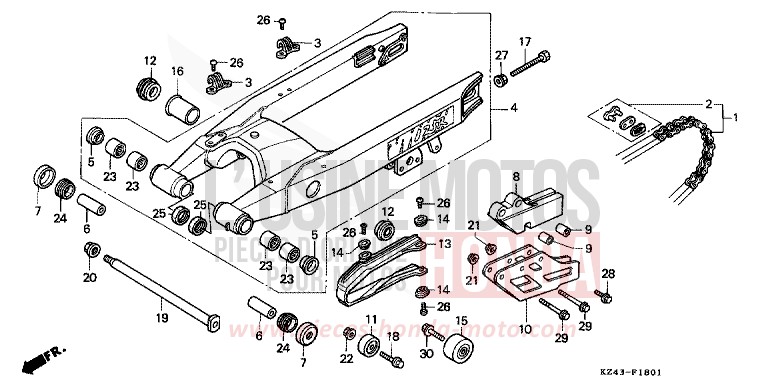 SCHWINGE (CR125RM/RN) von CR125R NEUCLEAR RED (R177) von 1991