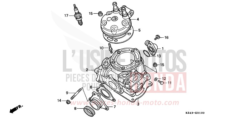 ZYLINDER/ZYLINDERKOPF von CR125R NEUCLEAR RED (R177) von 1992