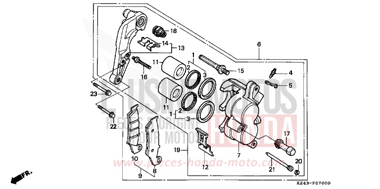 VORDERRAD-BREMSSATTEL von CR125R NEUCLEAR RED (R177) von 1992