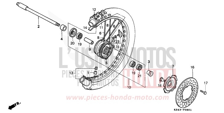 VORDERRAD (CR125RN/RP/RR) von CR125R NEUCLEAR RED (R177) von 1992