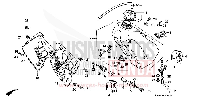 KRAFTSTOFFTANK (CR125RM/RN) von CR125R NEUCLEAR RED (R177) von 1992