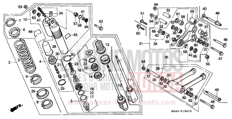 KISSEN, HINTEN (CR125RM/RN/RP/RR) von CR125R NEUCLEAR RED (R177) von 1992