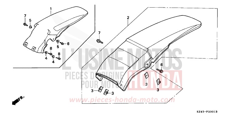 KOTFLUEGEL, HINTEN (AUSSER CR125RL) von CR125R NEUCLEAR RED (R177) von 1992