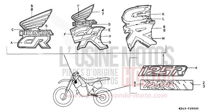 MARKE (CR125RL/RM/RN) von CR125R NEUCLEAR RED (R177) von 1992