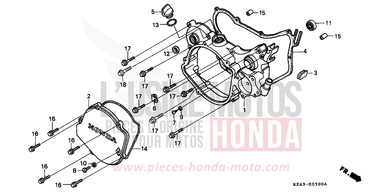 KURBELGEHAEUSEABDECKUNG von CR125R NEUCLEAR RED (R177) von 1993