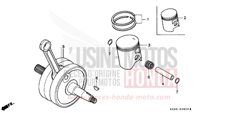 KURBELWELLE/KOLBEN von CR250R NEUCLEAR RED (R177) von 1995