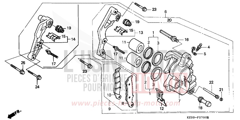 VORDERRAD-BREMSSATTEL von CR250R NEUCLEAR RED (R177) von 1995