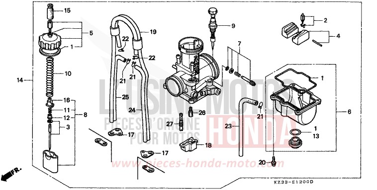 VERGASER von CR250R NEUCLEAR RED (R177) von 1996