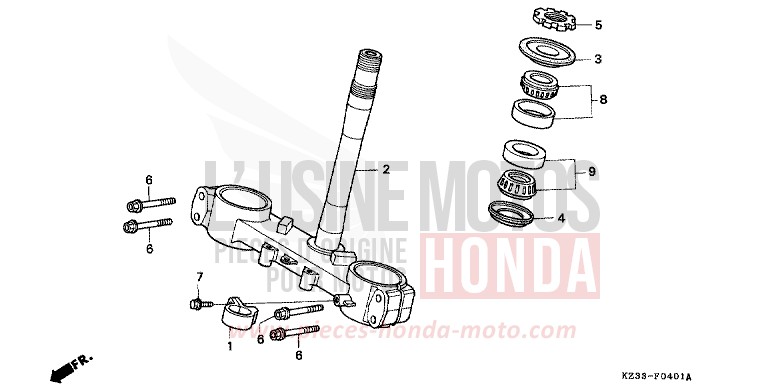 LENKSCHAFT von CR250R NEUCLEAR RED (R177) von 1996