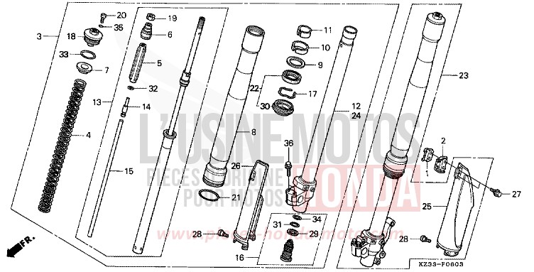 GABEL, VORNE von CR250R NEUCLEAR RED (R177) von 1996