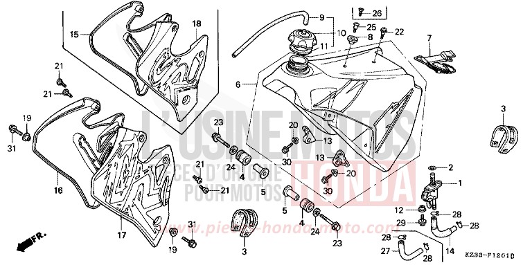 KRAFTSTOFFTANK von CR250R NEUCLEAR RED (R177) von 1996