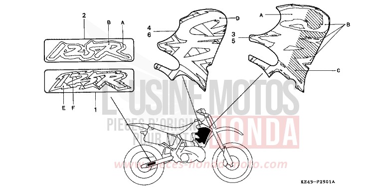 MARKE (CR125RP/RR) von CR125R NEUCLEAR RED (R177) von 1994