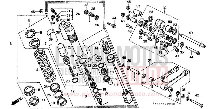 KISSEN, HINTEN von CR250R NEUCLEAR RED (R177) von 1996