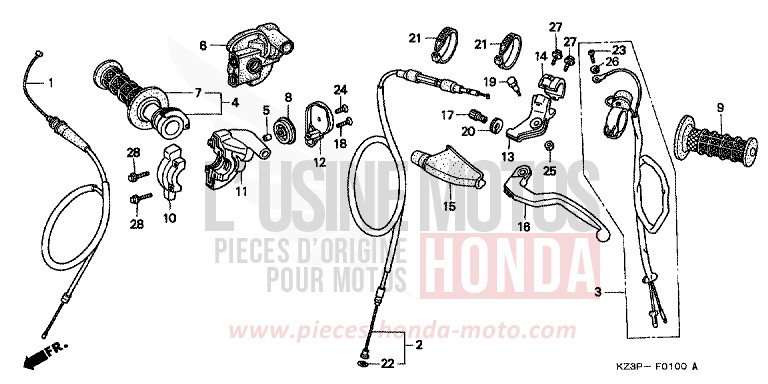 HEBELGRIFF von CR250R NEUCLEAR RED (R177) von 1997