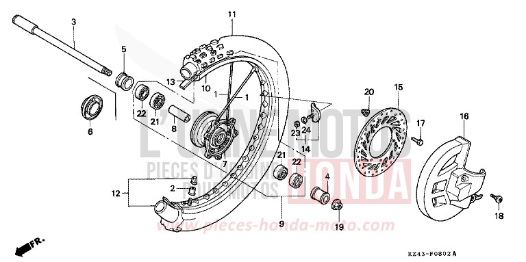 VORDERRAD (CR125RS/RT/RV) von CR125R NEUCLEAR RED (R177) von 1995