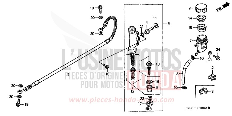 HAUPTBREMSE, HINTEN ZYLINDER von CR250R NEUCLEAR RED (R177) von 1997