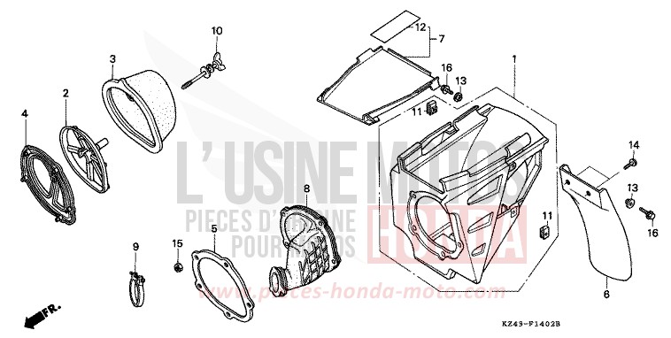 LUFTFILTER (CR125RP/RR/RS/RT/RV) von CR125R NEUCLEAR RED (R177) von 1995