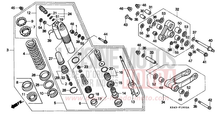 KISSEN, HINTEN (CR125RS/RT) von CR125R NEUCLEAR RED (R177) von 1995