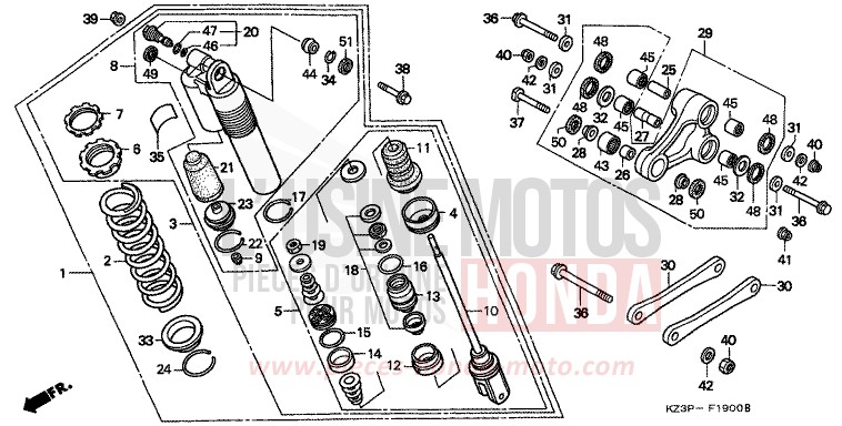 KISSEN, HINTEN (1) von CR250R NEUCLEAR RED (R177) von 1997