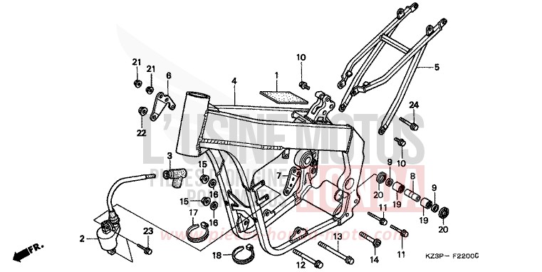 RAHMENKOERPER (1) von CR250R NEUCLEAR RED (R177) von 1997