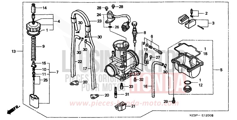 VERGASER (1) von CR250R NEUCLEAR RED (R177) von 1998