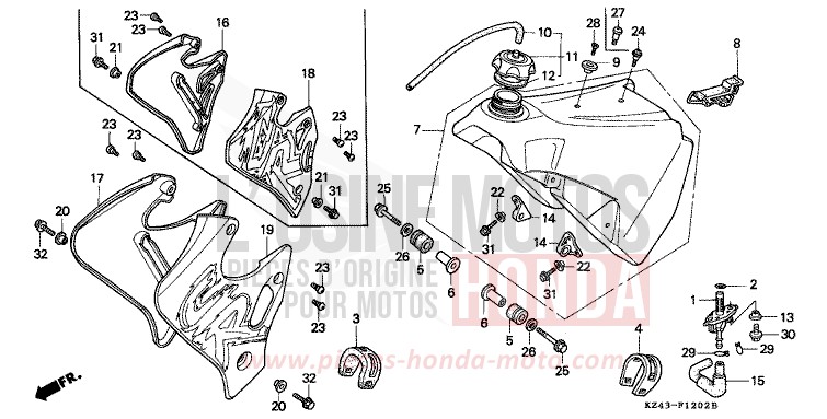 KRAFTSTOFFTANK (CR125RP/RR/RS/RT/RV) von CR125R NEUCLEAR RED (R177) von 1996