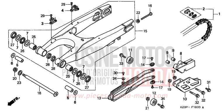 SCHWINGE von CR250R NEUCLEAR RED (R177) von 1998
